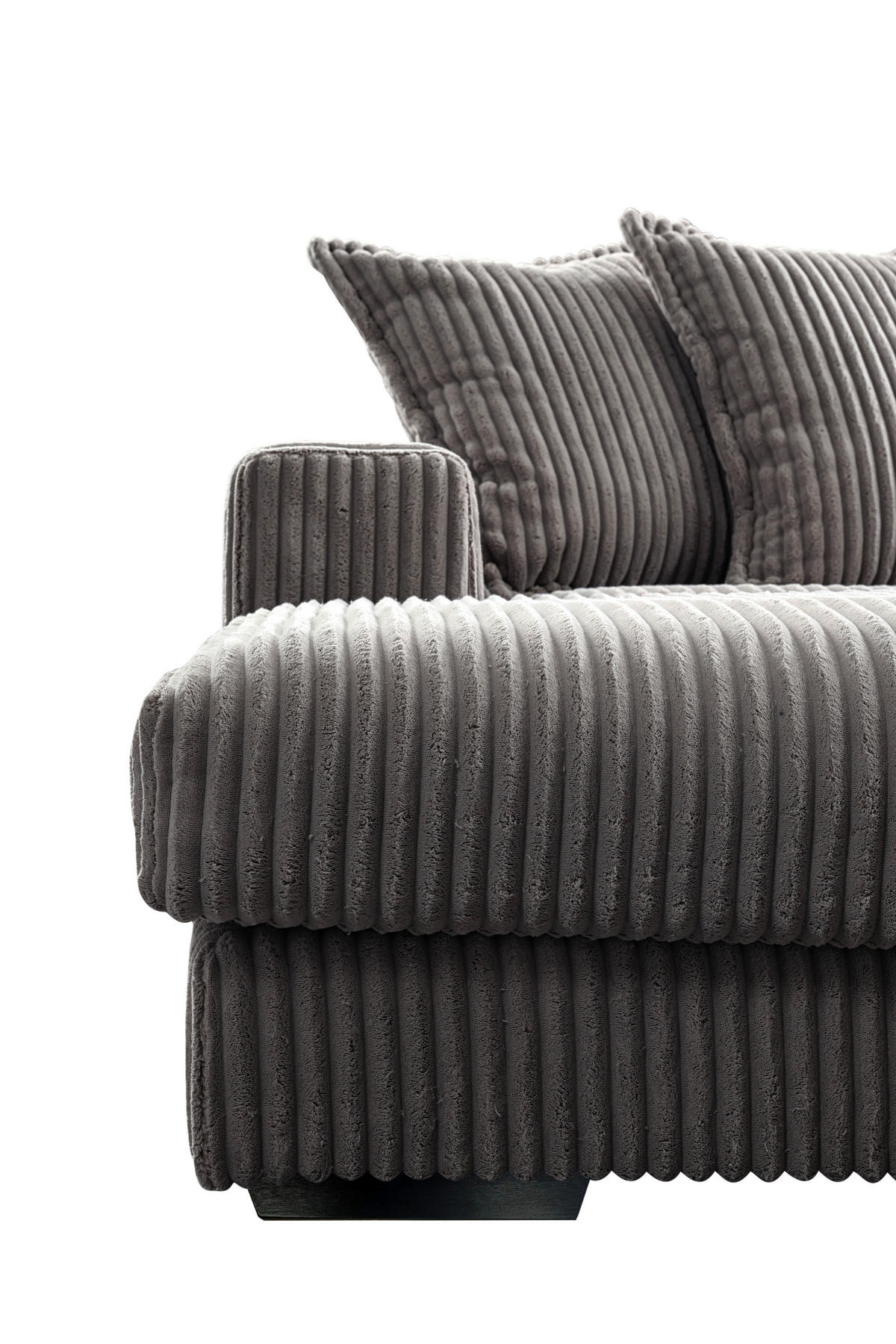 ECKSOFA  Cord Grau  - Schwarz/Grau, Basics, Kunststoff/Textil (285/195cm) - Livetastic