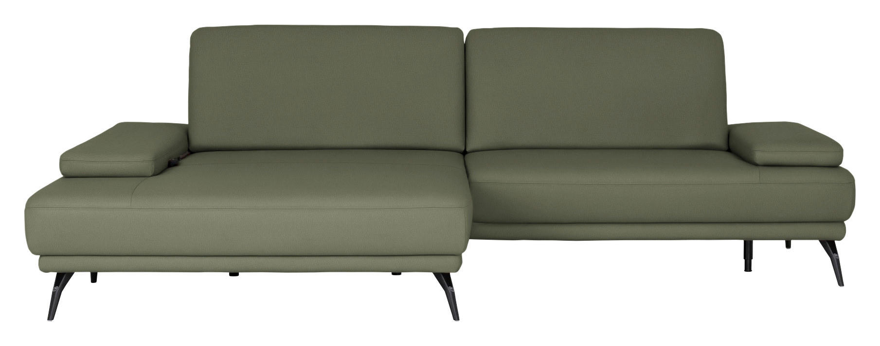 ECKSOFA JOOP! STUDIO in Echtleder Olivgrün  180/301 cm  - Schwarz/Olivgrün, KONVENTIONELL, Leder/Metall (180/301cm) - Joop!