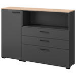 KOMMODE  in 150/108/41,9 cm  - Eichefarben/Anthrazit, Design, Holzwerkstoff/Metall (150/108/41,9cm) - Cantus