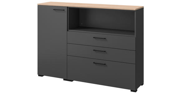 KOMMODE , 150/108/41,9 cm, 3 Schublade(n)  - Eichefarben/Anthrazit, Design, Holzwerkstoff/Metall (150/108/41,9cm) - Cantus