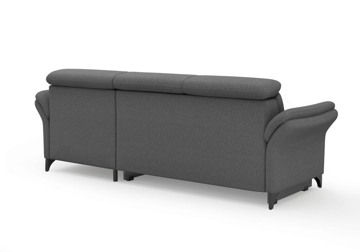 ECKSOFA Flachgewebe Dunkelgrau  - Dunkelgrau/Schwarz, Konventionell, Textil/Metall (253/166cm) - Sit & More