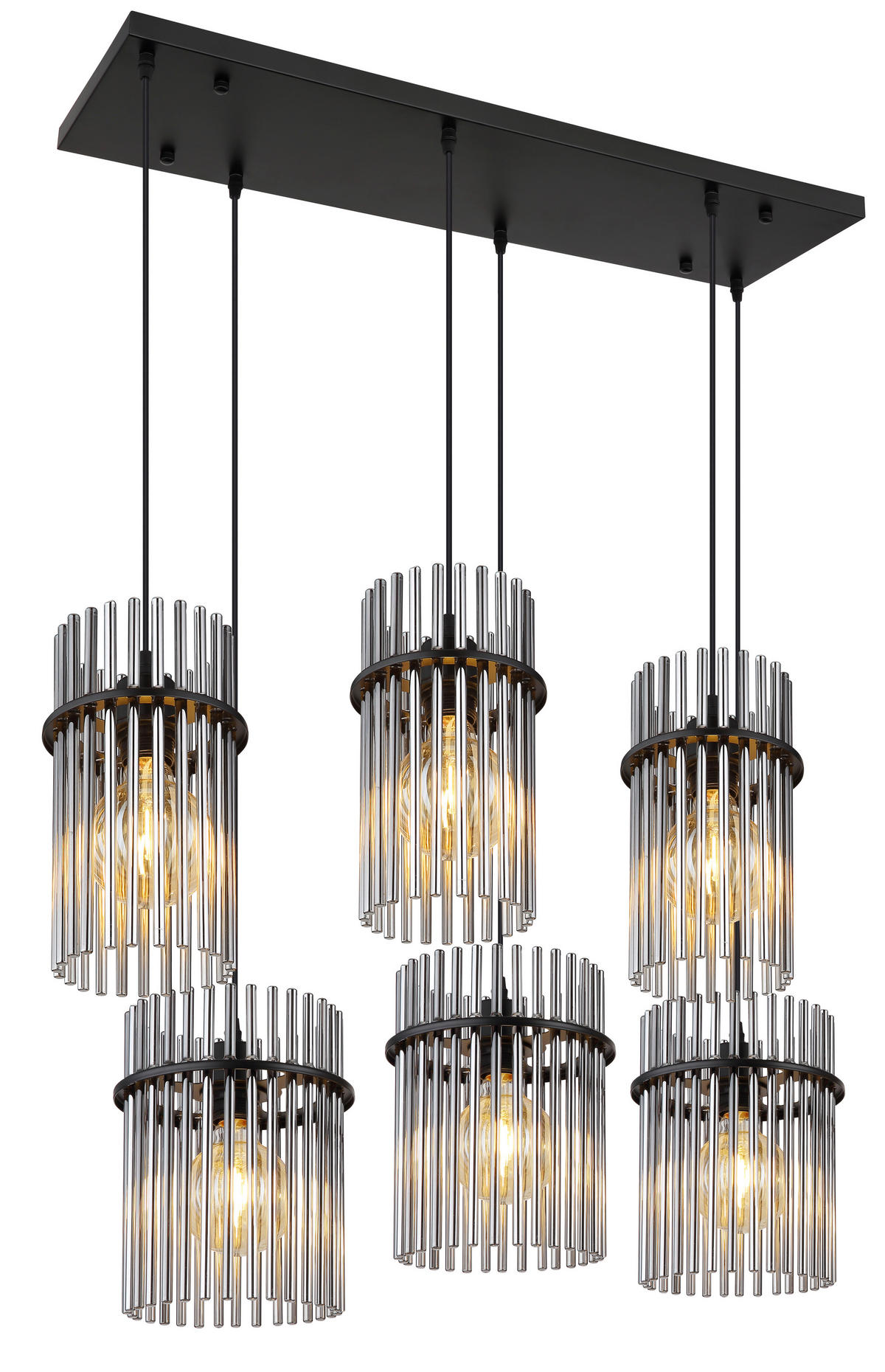 HÄNGELEUCHTE GORLEY 92.5/35.5/125 cm  - Schwarz/Grau, Basics, Glas/Kunststoff (92.5/35.5/125cm) - Globo
