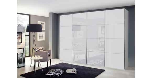 SCHWEBETÜRENSCHRANK 316/235/68 cm 4-türig Weiß - Chromfarben/Weiß, KONVENTIONELL, Glas/Holzwerkstoff (316/235/68cm) - Novel
