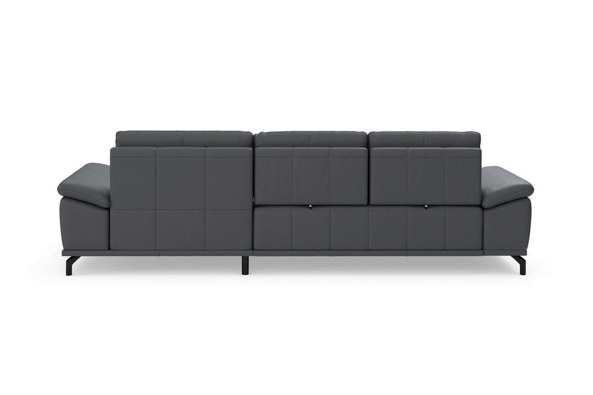 ROHOVÁ SEDAČKA, koža, čierna - čierna, Basics, kov/koža (301/176cm) - Sit & More