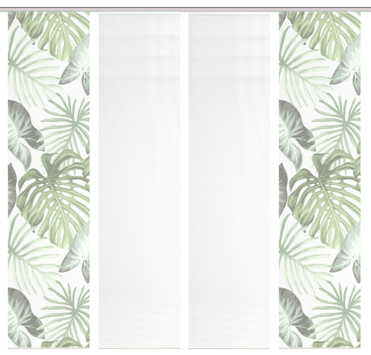 FLÄCHENVORHANG  4 Stück  blickdicht  60/260 cm   - Weiß/Grün, Natur, Textil (60/260cm)