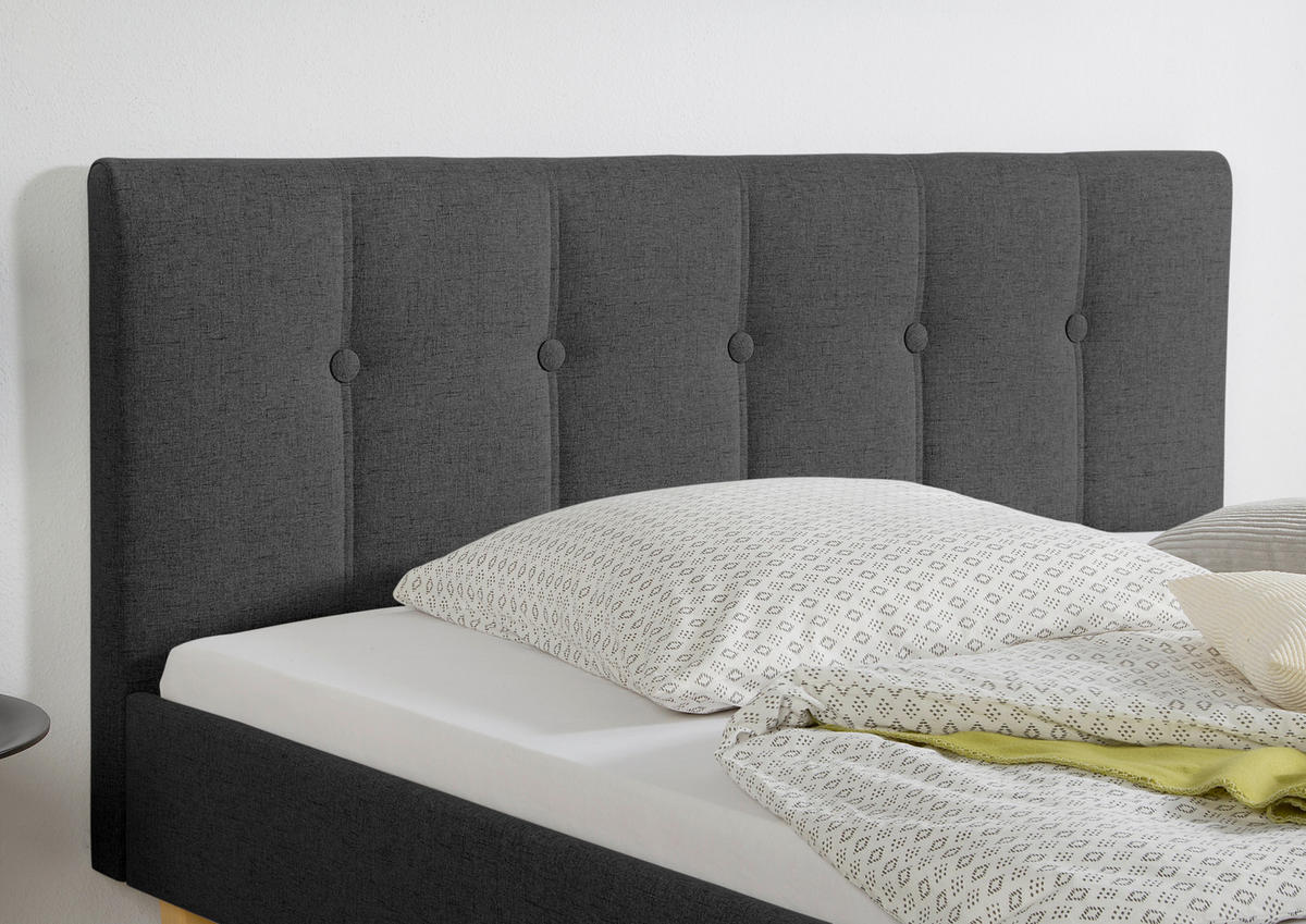 POLSTERBETT  in Anthrazit,  - Anthrazit/Naturfarben, MODERN, Holz/Textil (105/99/216cm) - Livetastic