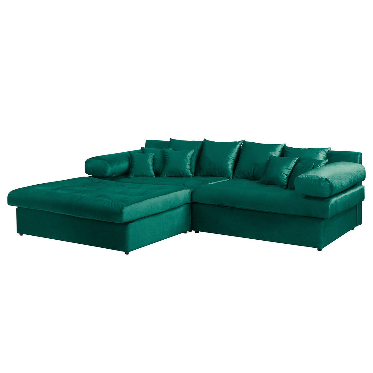 ECKSOFA Velours Grün  - Schwarz/Grün, Design, Kunststoff/Textil (243/284cm) - P & B
