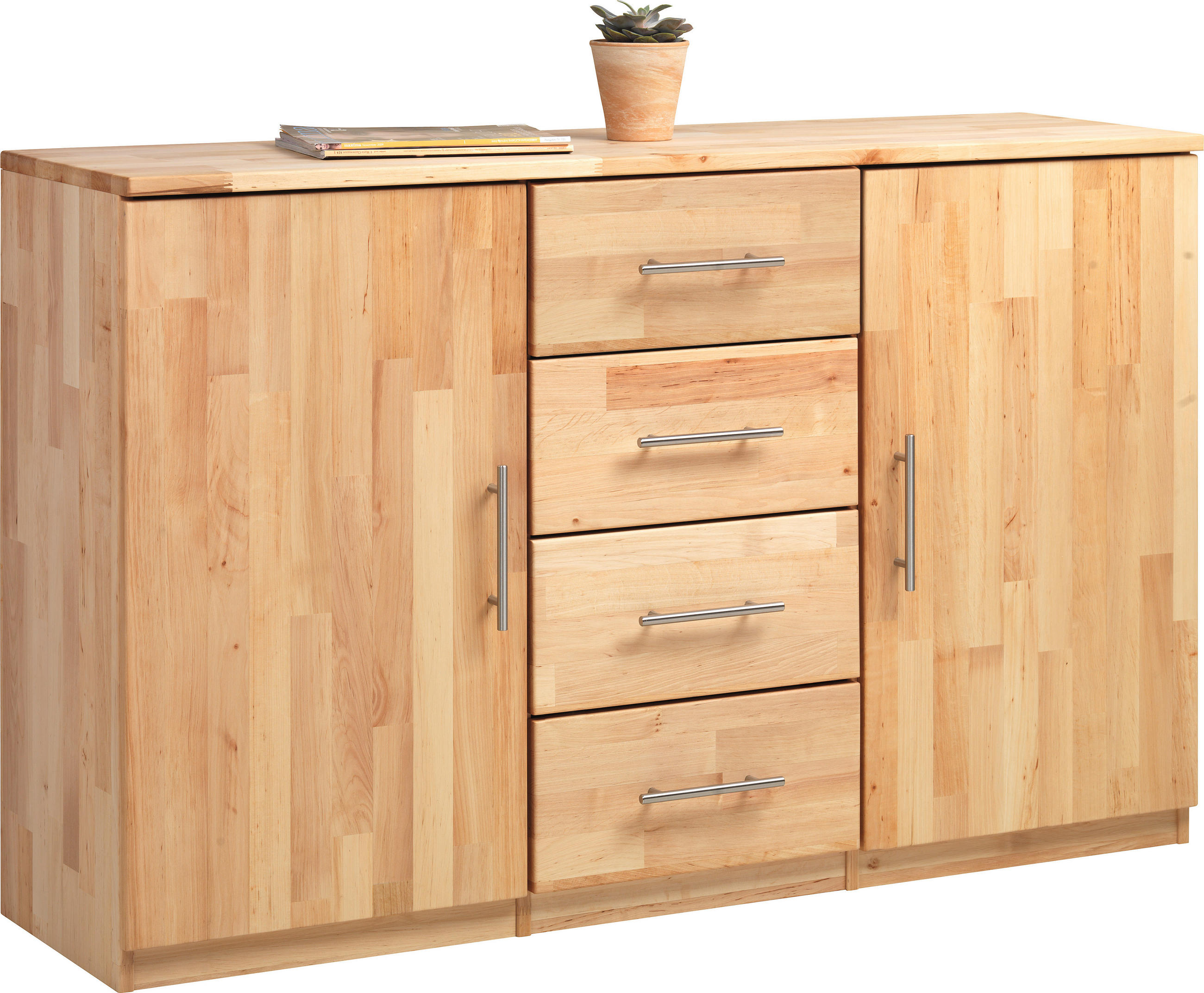 KOMMODE 142/90/41 cm  in Erlefarben  - Chromfarben/Erlefarben, Natur, Holz/Metall (142/90/41cm) - Linea Natura