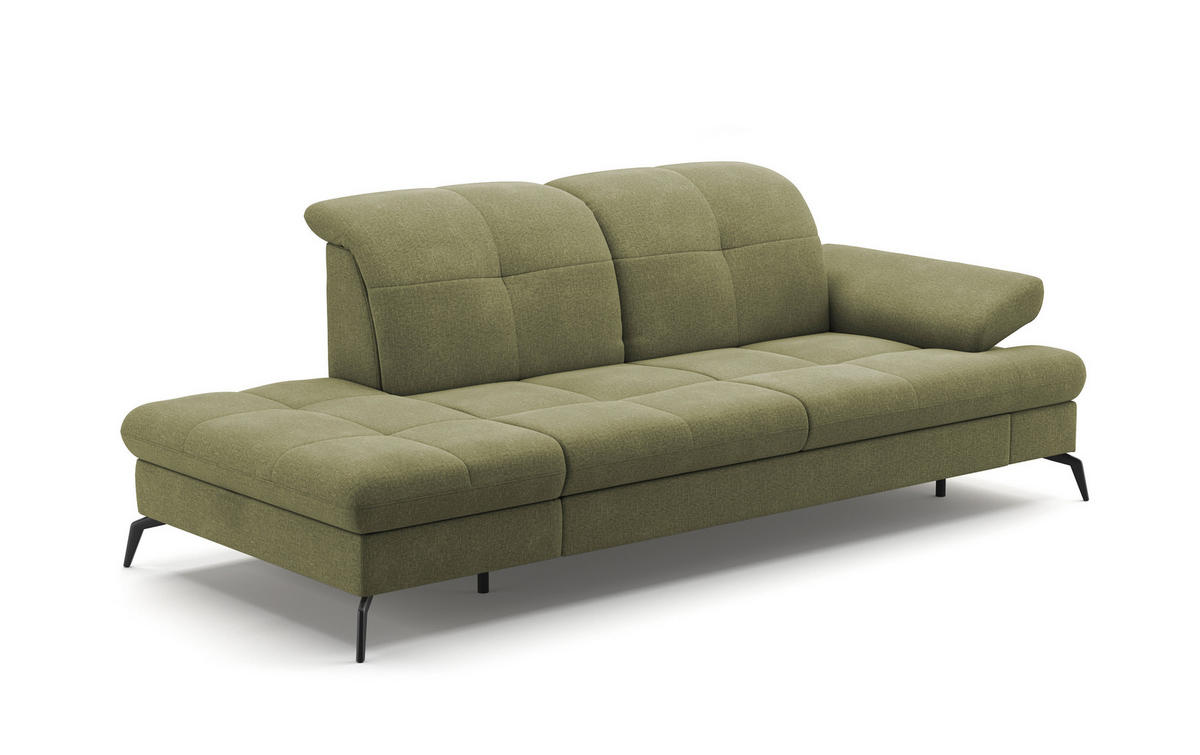 RÉCAMIERE Hellgrün Flachgewebe  - Schwarz/Hellgrün, KONVENTIONELL, Textil/Metall (231/90/122cm) - Sit & More