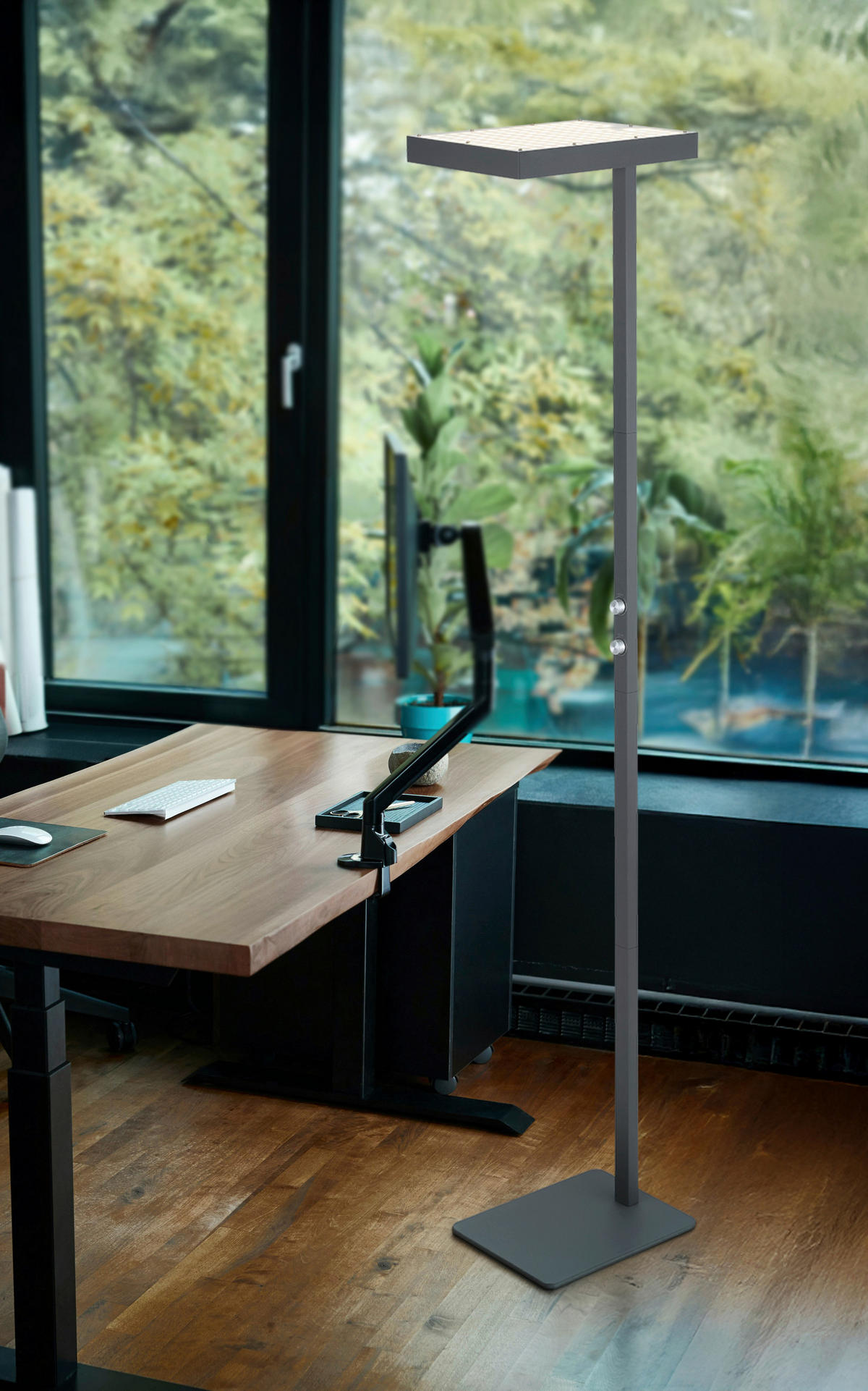 LED-STEHLEUCHTE 40/28/184,8 cm    - Klar/Silberfarben, Design, Kunststoff/Metall (40/28/184,8cm) - Globo