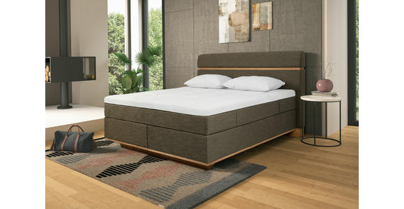 BOXSPRINGBETT 160/200 cm  in Eichefarben, Dunkelbraun  - Eichefarben/Dunkelbraun, Natur, Holz/Textil (160/200cm) - Linea Natura