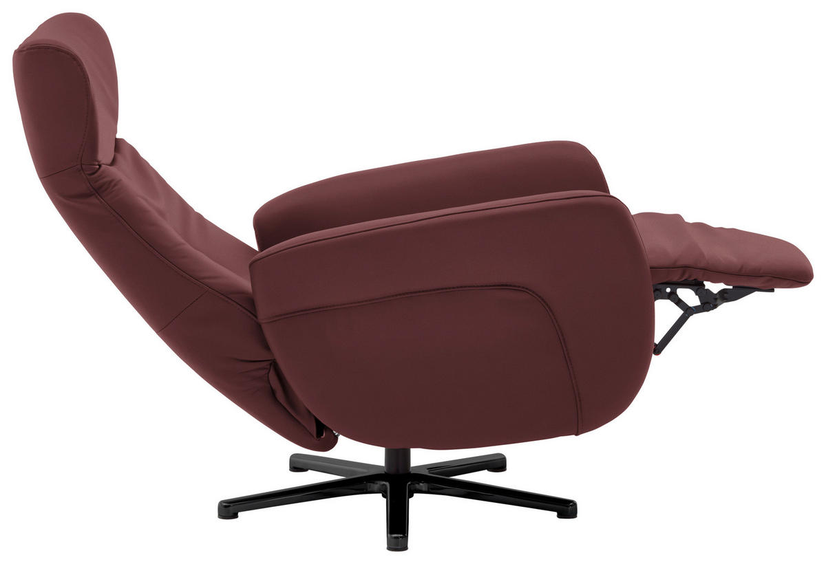 RELAXSESSEL in Leder Beere  - Beere/Schwarz, Design, Leder/Metall (76/112/83cm) - Beldomo Speed