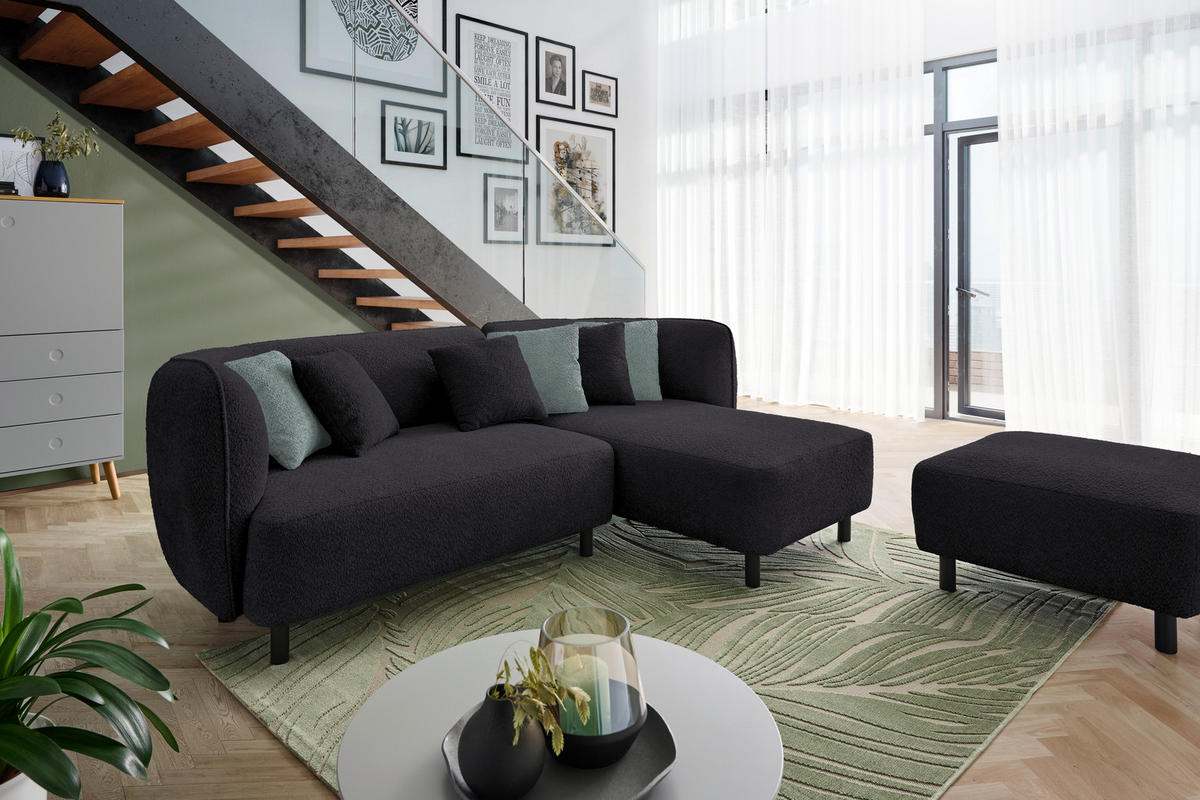 ECKSOFA in Chenille Dunkelgrau  - Dunkelgrau/Hellgrau, Design, Holz/Textil (236/148cm) - Lomoco