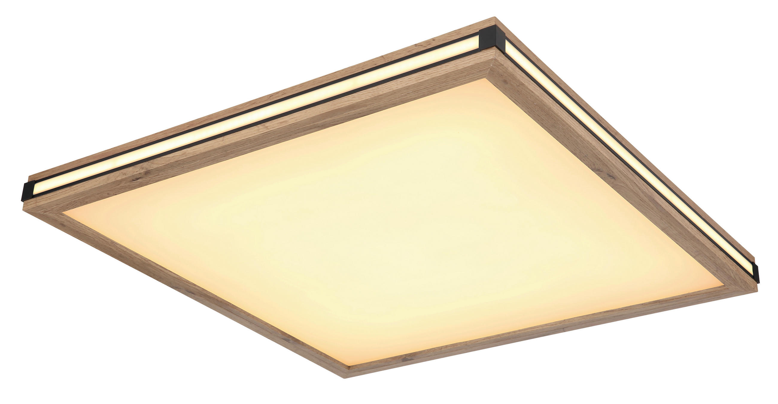 LED-DECKENLEUCHTE 36 W    60/60/7,5 cm  - Weiss/Dunkelbraun, Natur, Holzwerkstoff/Kunststoff (60/60/7,5cm) - Globo
