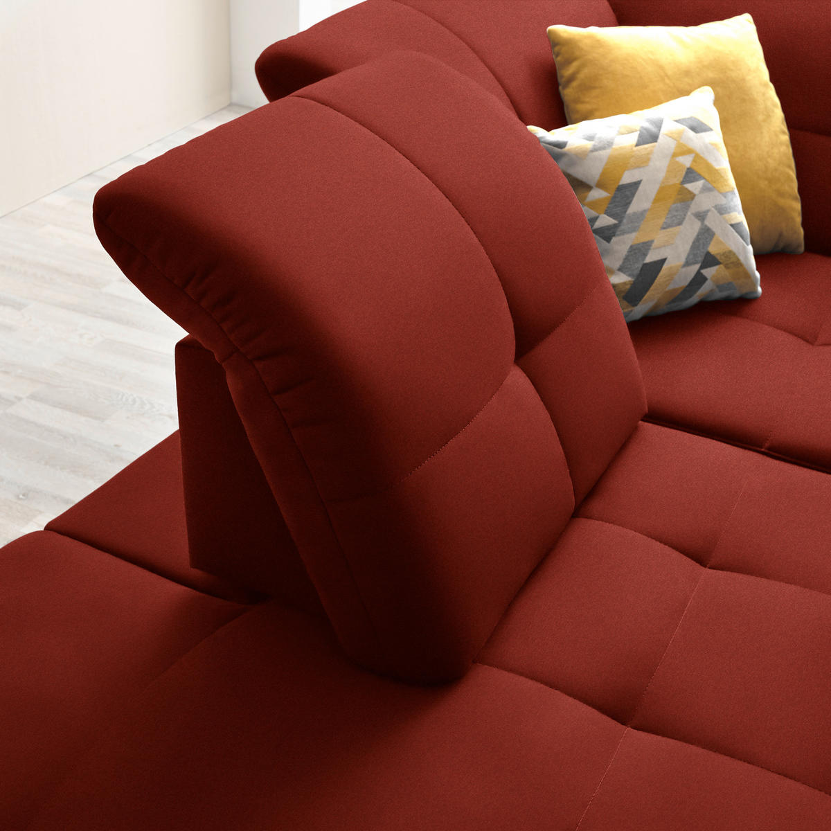 ECKSOFA in Chenille Rot  - Rot/Schwarz, Design, Textil/Metall (240/308cm) - Xora