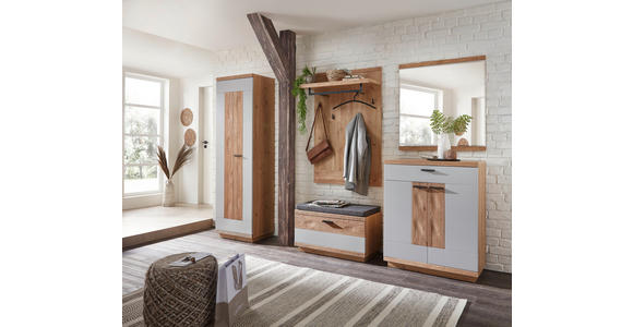 GARDEROBE 5-teilig  in 260/197/38 cm  - Wildeiche/Hellgrau, Design, Glas/Holz (260/197/38cm) - Novel