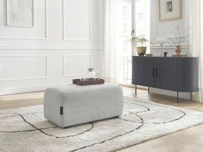 HOCKER ATILLA Flachgewebe Hellgrau  - Hellgrau/Schwarz, MODERN, Kunststoff/Textil (92/44/48cm)