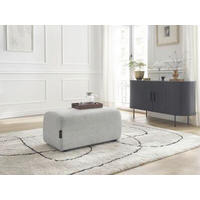HOCKER ATILLA Flachgewebe Hellgrau  - Hellgrau/Schwarz, MODERN, Kunststoff/Textil (92/44/48cm)