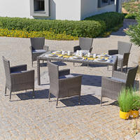 GARTENGARNITUR  - Braun/Grau, MODERN, Glas/Kunststoff - Luca Bessoni
