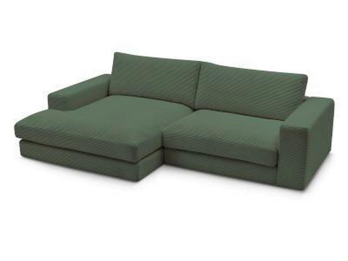 ECKSOFA  LEONARD Dunkelgrün Cord  - Dunkelgrün/Schwarz, MODERN, Kunststoff/Textil (159/274cm)
