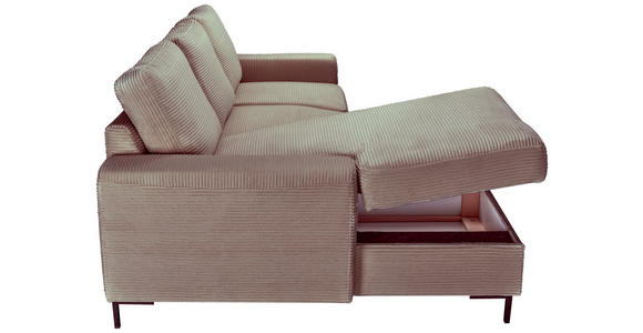 ECKSOFA Taupe Cord  - Taupe/Schwarz, KONVENTIONELL, Textil/Metall (150/240cm) - Carryhome