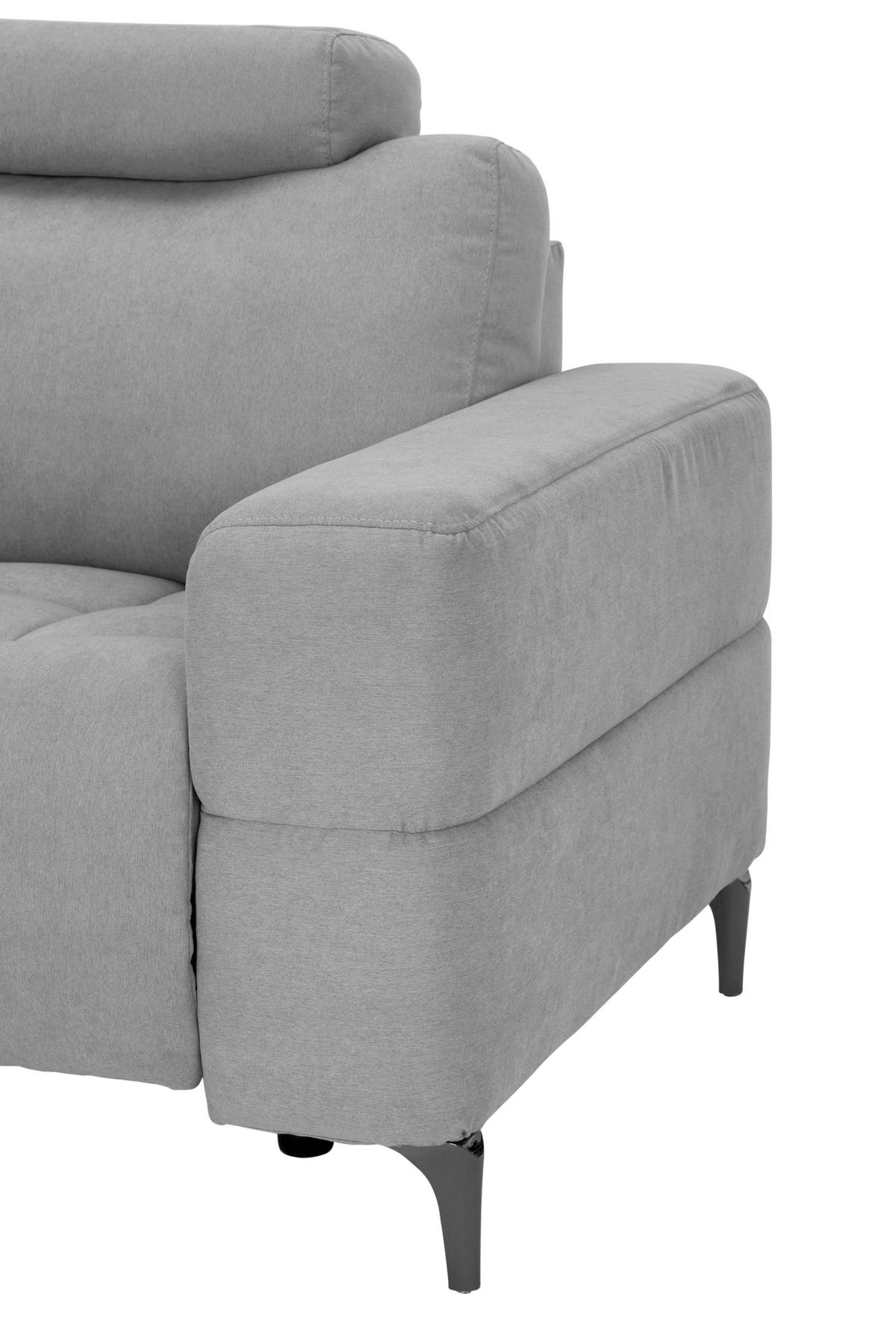 ECKSOFA in Mikrofaser Hellgrau  - Silberfarben/Hellgrau, Design, Textil/Metall (161/242cm) - Livetastic
