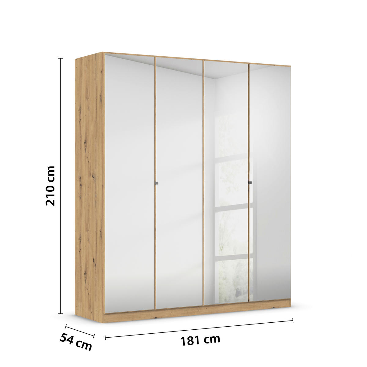 DULAP CU UȘI ROTATIVE stejar Artisan  - culoare crom/stejar Artisan, Modern, metal/material pe bază de lemn (181/210/54cm) - Hom`in