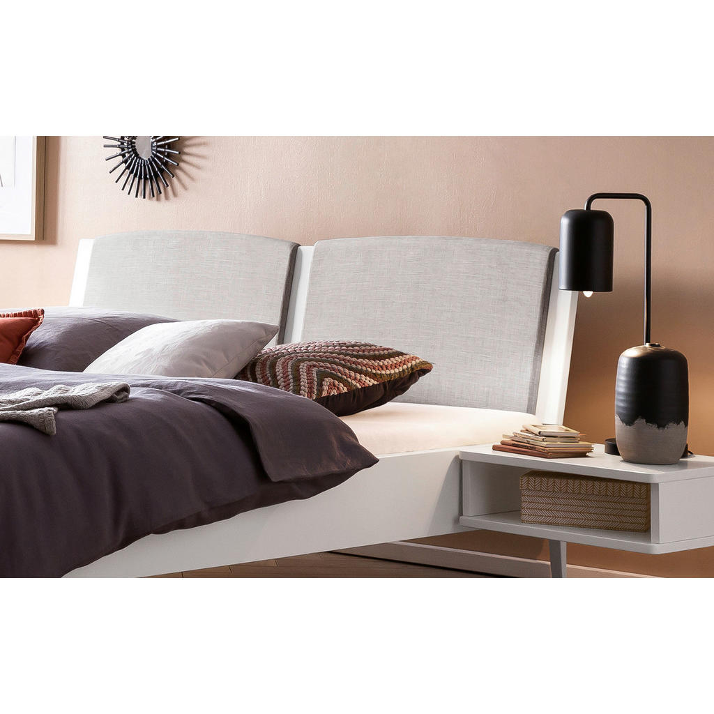 Thumbnail - Hasena Bett, Weiß, Hellgrau, Höhe ca. 22 cm, 160x200 cm, gepolstertes Kopfteil, in verschiedenen Holzarten erhältlich, G...