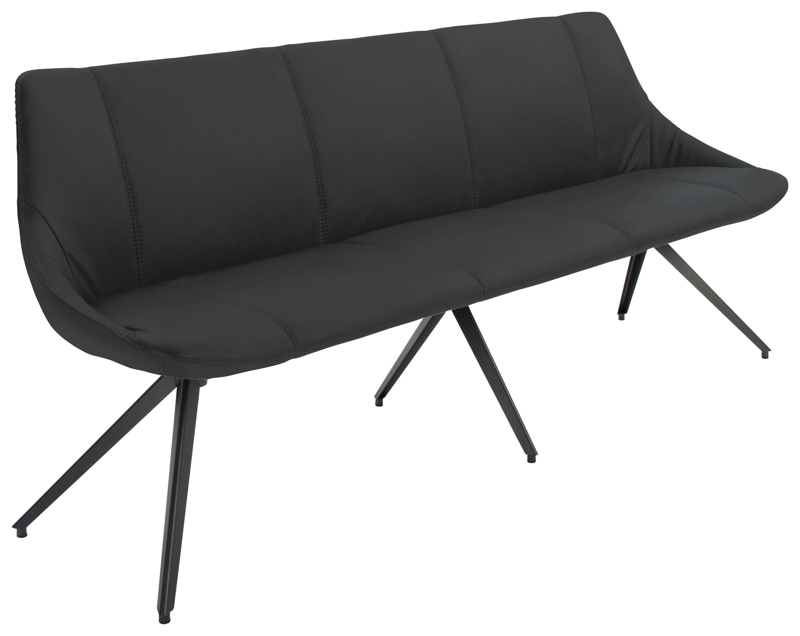 SITZBANK 195/88/62 cm Echtleder Anthrazit, Schwarz Metall  - Anthrazit/Schwarz, Design, Leder/Metall (195/88/62cm) - Bert Plantagie