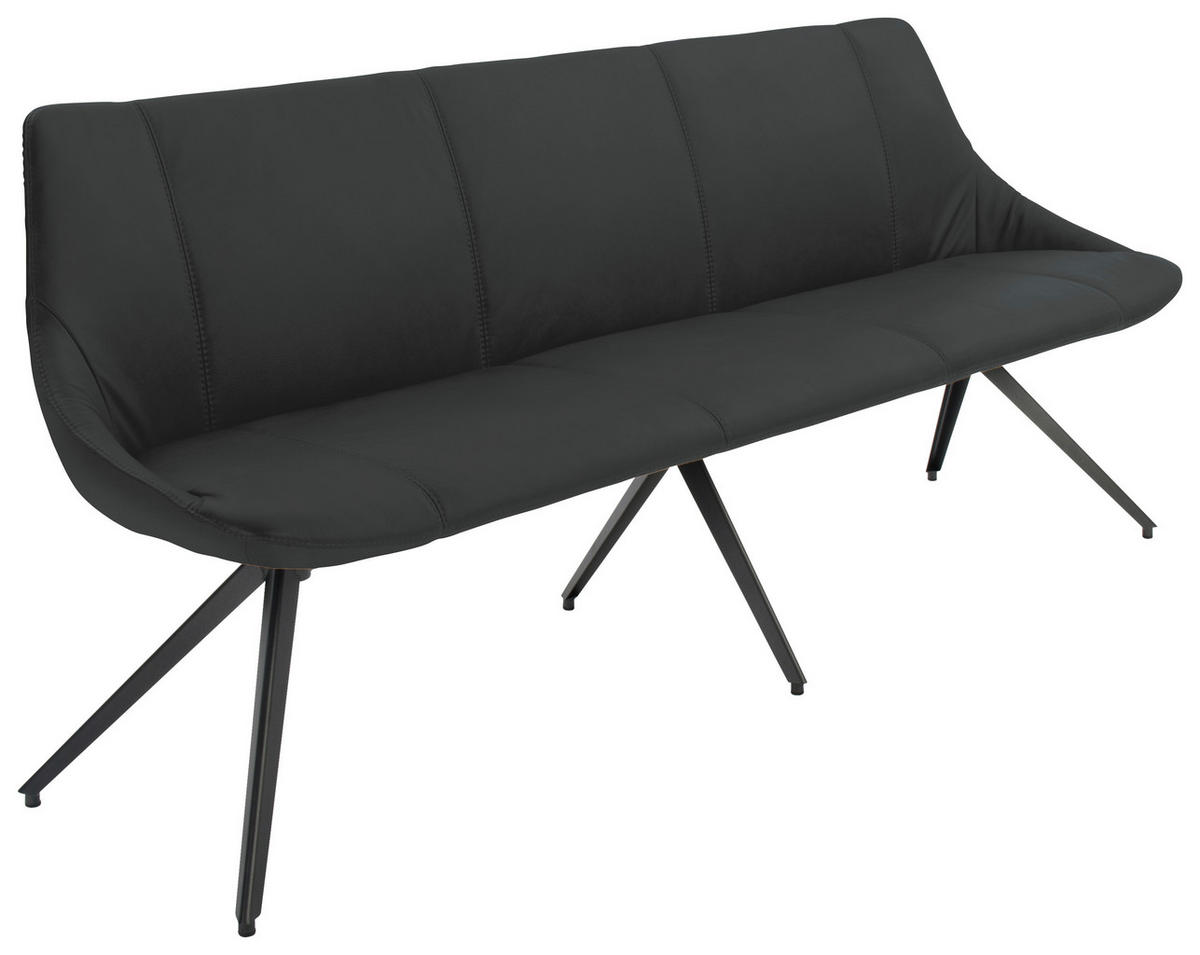 SITZBANK 195/88/62 cm Echtleder Anthrazit, Schwarz Metall  - Anthrazit/Schwarz, Design, Leder/Metall (195/88/62cm) - Bert Plantagie