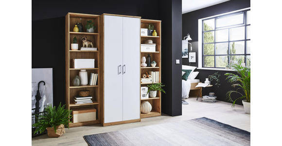 KLEIDERSCHRANK in Weiß, Eichefarben - Eichefarben/Silberfarben, KONVENTIONELL, Holzwerkstoff/Kunststoff (72/194/54cm) - Xora