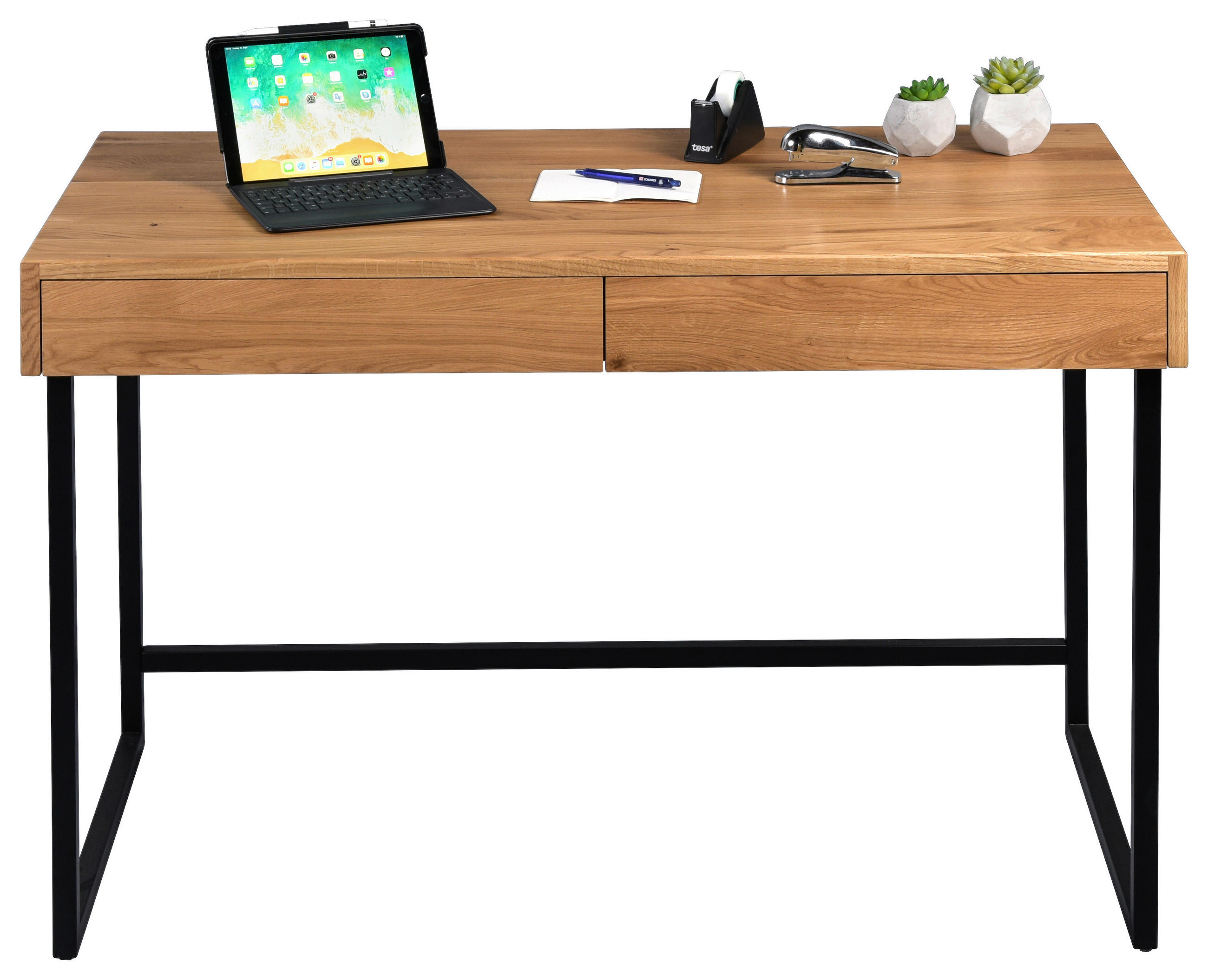 KONSOLENTISCH in Holz, Metall 120/60/75 cm    - Wildeiche/Schwarz, Natur, Holz/Metall (120/60/75cm) - Livetastic