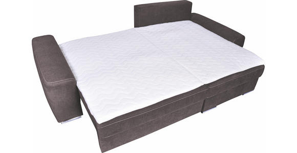 WOHNLANDSCHAFT in Textil Dunkelbraun - Chromfarben/Dunkelbraun, Design, Textil/Metall (283/179cm) - Hom`in