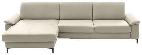 ECKSOFA in Echtleder Ecru  - Ecru/Schwarz, Design, Leder/Metall (176/334cm) - Dieter Knoll