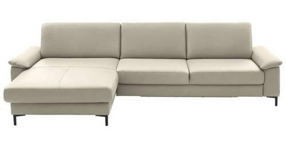 ECKSOFA in Echtleder Ecru 176/334 cm - Ecru/Schwarz, Design, Leder/Metall (176/334cm) - Dieter Knoll