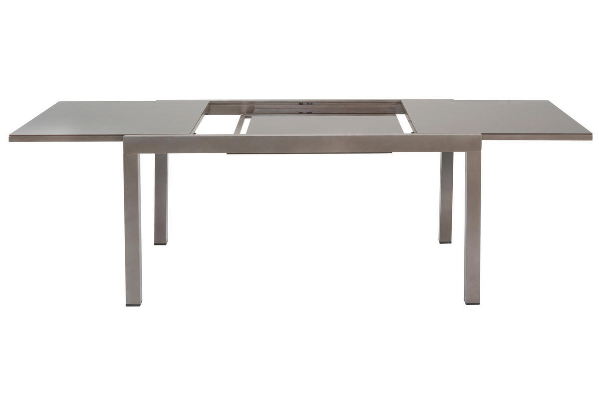 GARTENTISCHGRUPPE beschichtet Aluminium  - Taupe/Braun, KONVENTIONELL, Glas/Textil - Gardenson