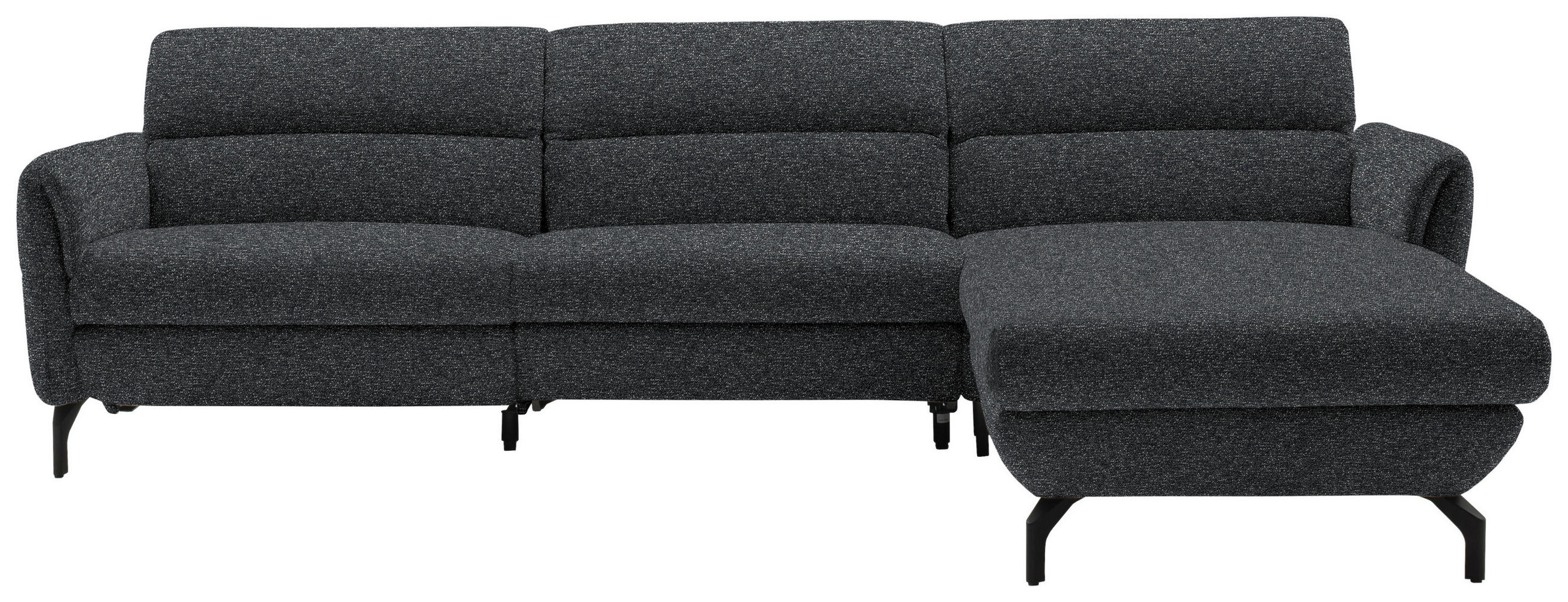 ECKSOFA Graphitfarben Chenille  - Schwarz/Graphitfarben, Design, Textil/Metall (299/187cm) - Schöner Wohnen