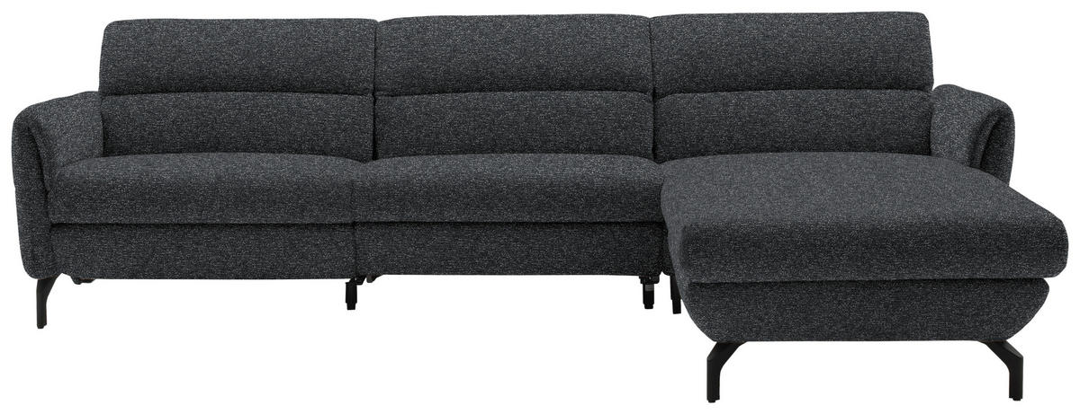 ECKSOFA Graphitfarben Chenille  - Schwarz/Graphitfarben, Design, Textil/Metall (299/187cm) - Schöner Wohnen