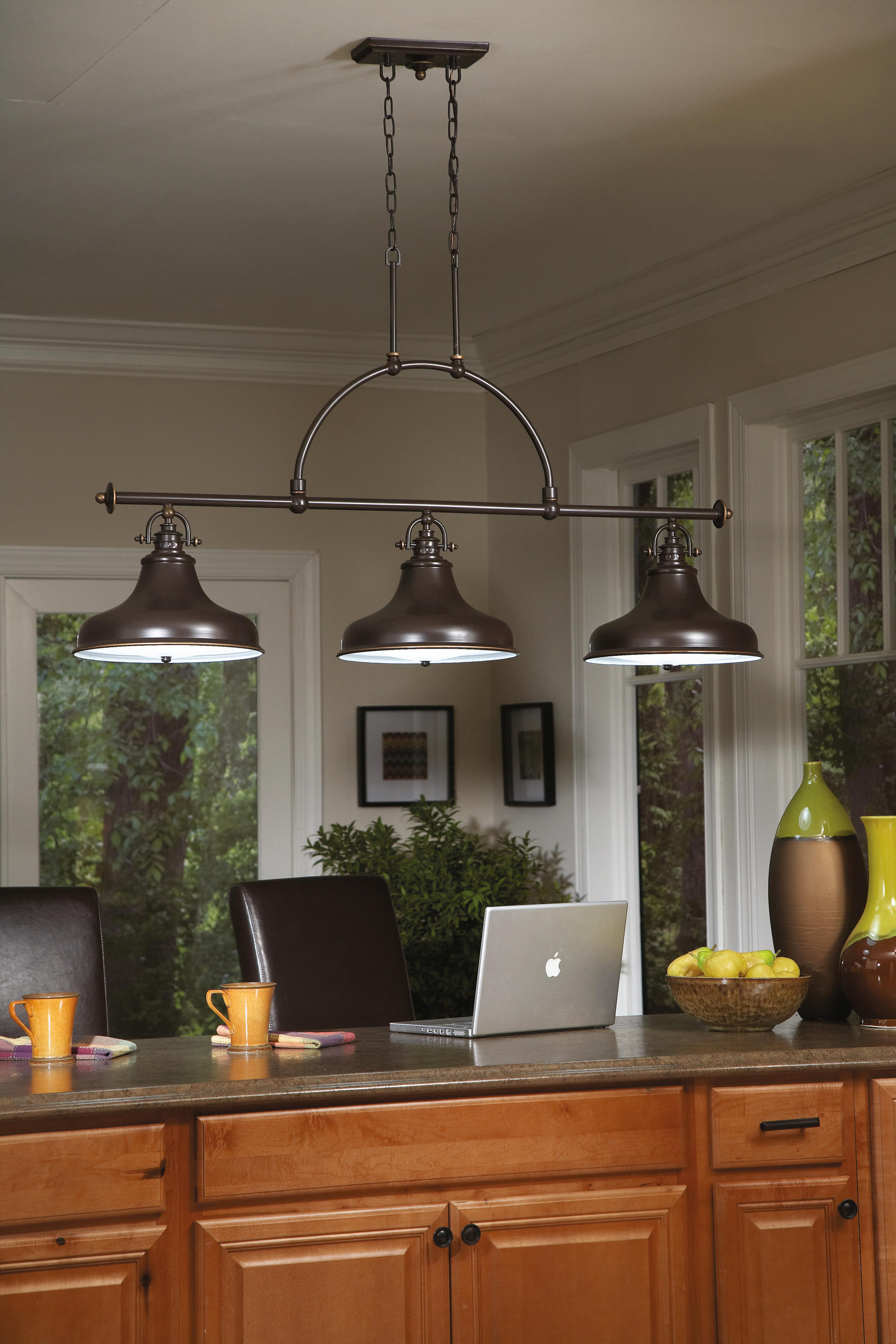 HÄNGELEUCHTE Elstead Emery 133.3/34,3/73 cm   - Bronzefarben, Design, Glas/Metall (133.3/34,3/73cm) - Elstead Lighting