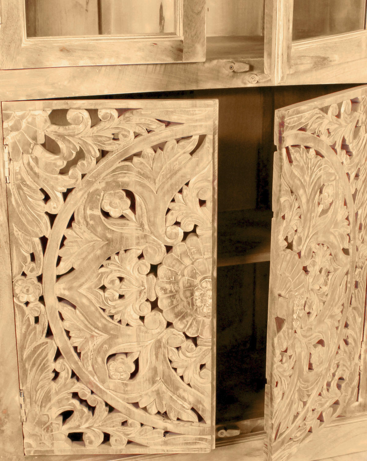 VITRINE  in massiv Mangoholz Naturfarben - Naturfarben, Design, Holz (90/180/45cm) - MID.YOU