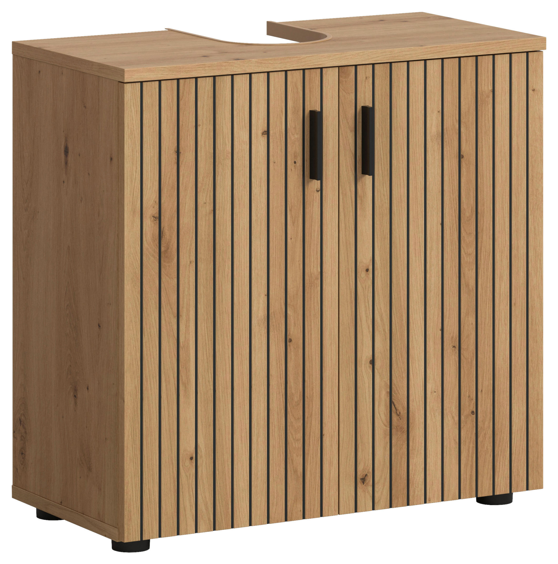 WASCHBECKENUNTERSCHRANK 60/59/30 cm  - Schwarz/Eiche Artisan, Basics, Holzwerkstoff/Kunststoff (60/59/30cm) - MID.YOU