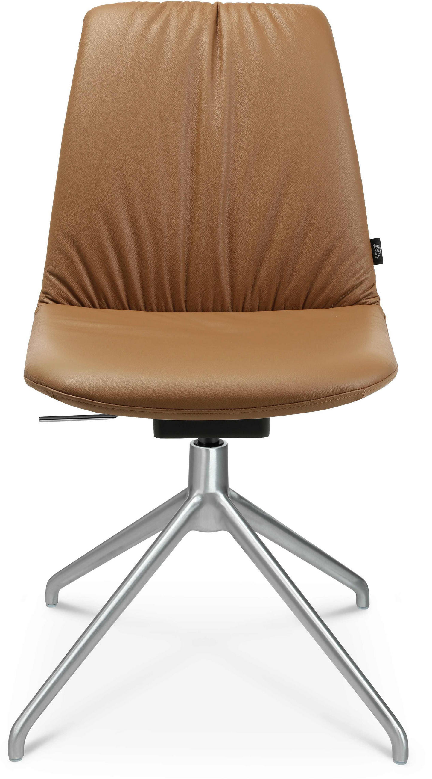 STUHL Echtleder Alufarben, Cognac  - Cognac/Alufarben, Design, Leder/Metall (46/81,5-84,5/55cm) - Johann Jakob