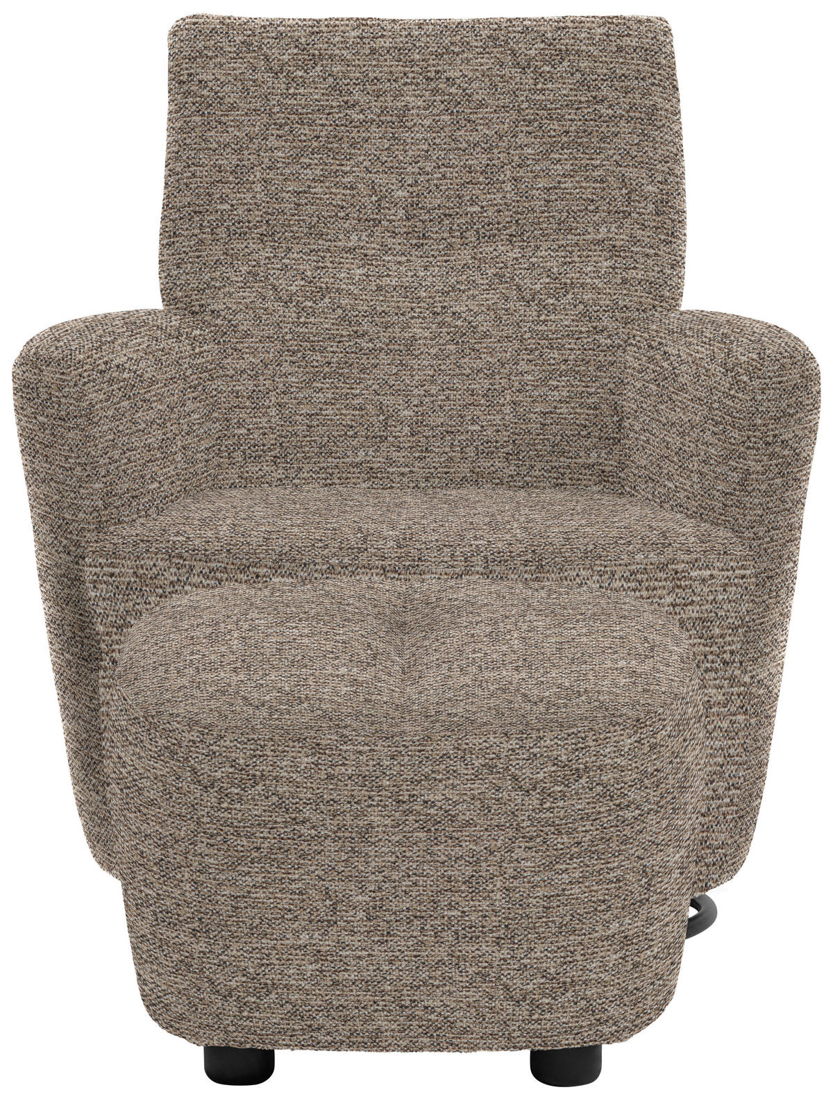 SESSEL in Chenille, Flachgewebe Hellbraun  - Hellbraun/Schwarz, Design, Textil/Metall (81/92/84cm) - Xora