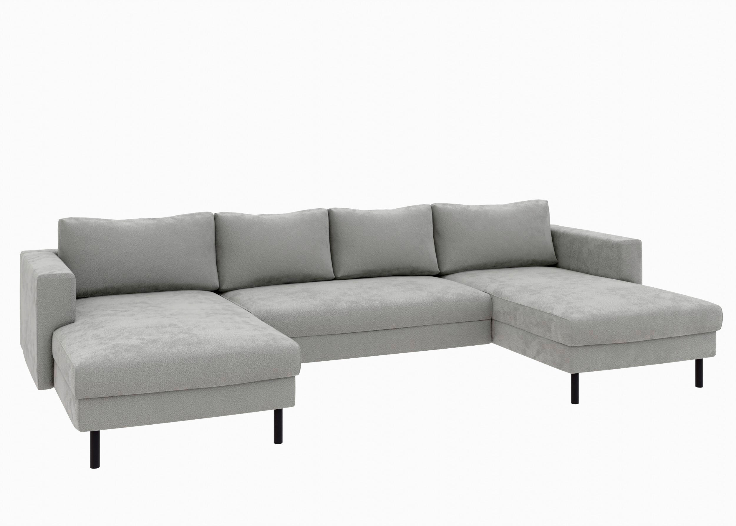 WOHNLANDSCHAFT Schlammfarben Struktur  - Schlammfarben/Schwarz, MODERN, Textil/Metall (161/306/161cm) - Trendmanufaktur