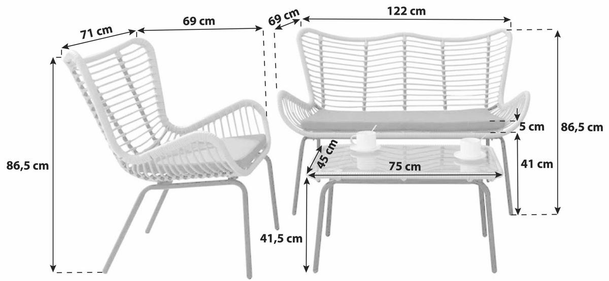 ZAHRADNÍ SEDACÍ SOUPRAVA kov, sklo, textil - barvy teak/černá, Basics, kov/textil (122/86,5/69cm) - Acamp