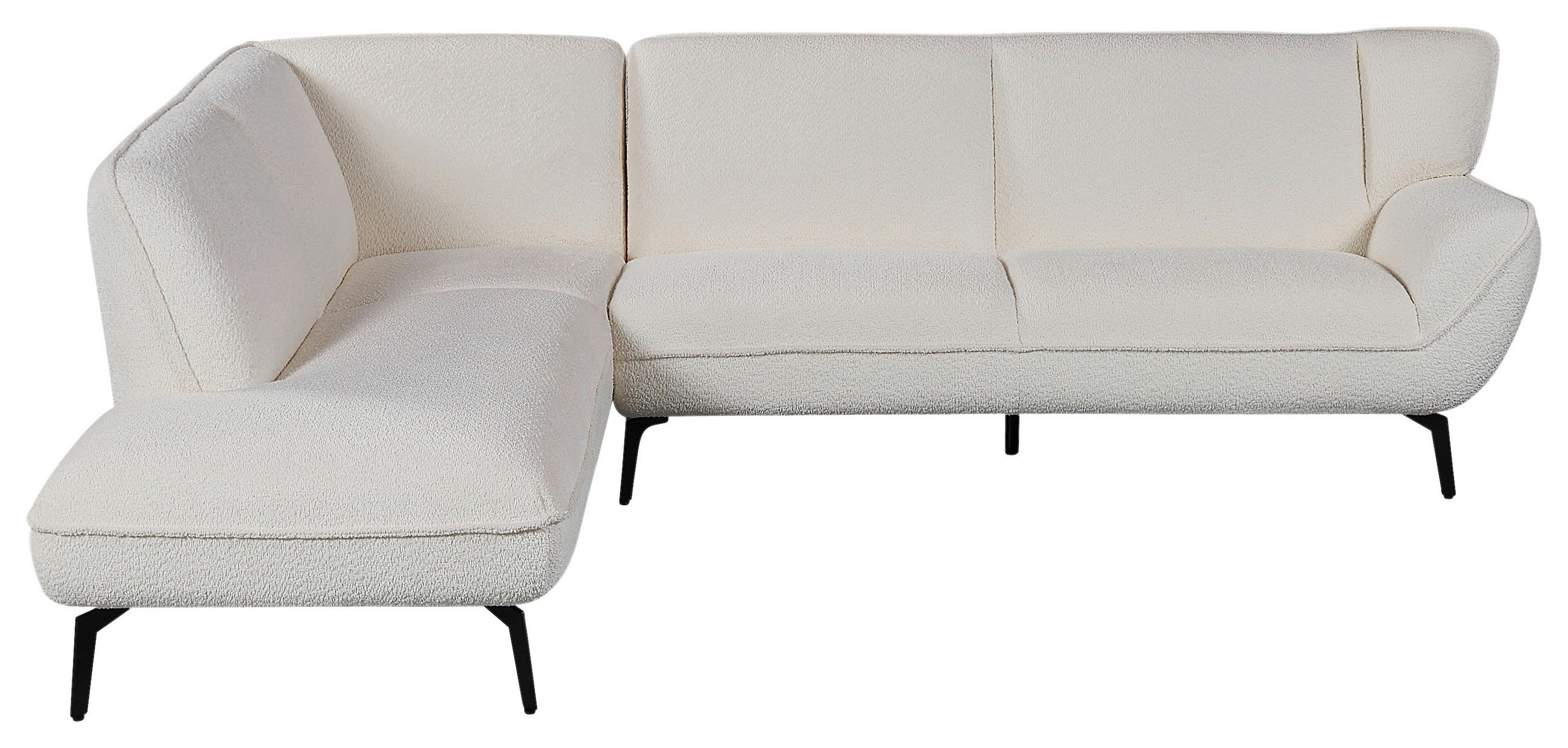 ECKSOFA Creme Bouclé  - Creme/Schwarz, MODERN, Textil/Metall (175/200cm) - MID.YOU