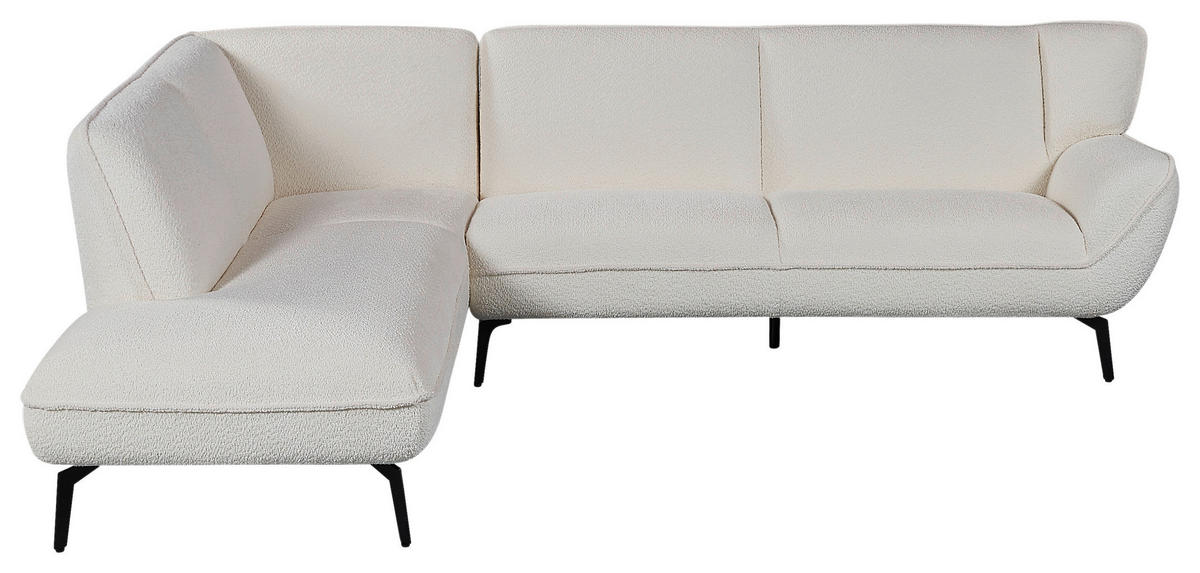 ECKSOFA Creme Bouclé  - Creme/Schwarz, MODERN, Textil/Metall (175/200cm) - MID.YOU