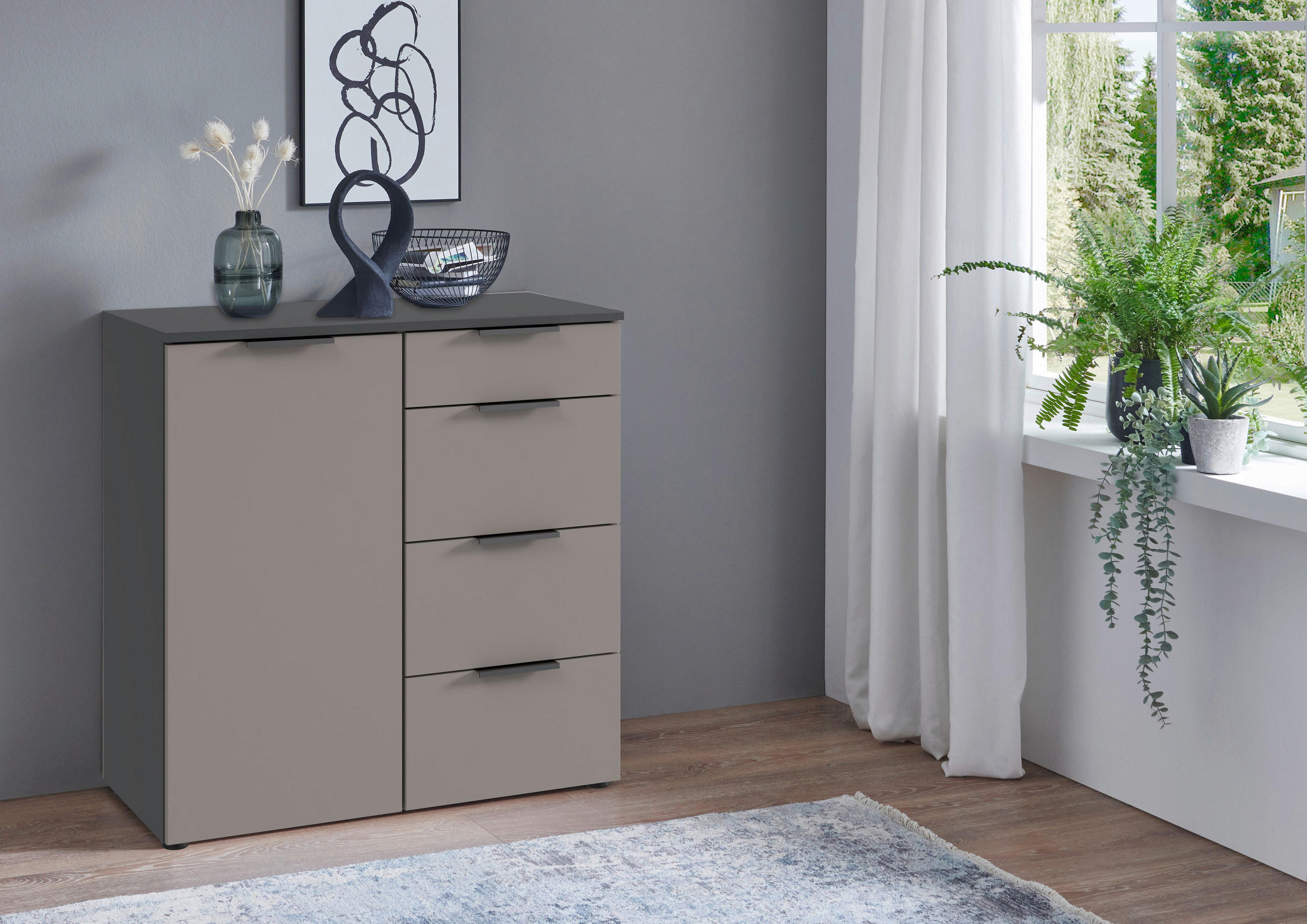 KOMMODE  in 81/92/41 cm  - Graphitfarben/Schwarz, Design, Holzwerkstoff/Kunststoff (81/92/41cm) - Boxxx