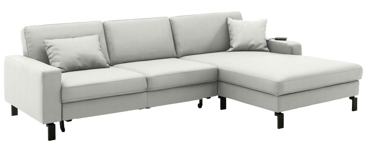 ECKSOFA Cord Grauweiss  - Schwarz/Grauweiss, Design, Textil/Metall (298/185cm) - Pure Home Lifestyle