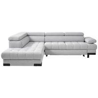 ECKSOFA 223/263 cm  in Webstoff Silberfarben Rücken echt, Armteilverstellung, Kopfteilverstellung  223/263 cm  - Silberfarben/Schwarz, MODERN, Textil/Metall (223/263cm) - Welnova